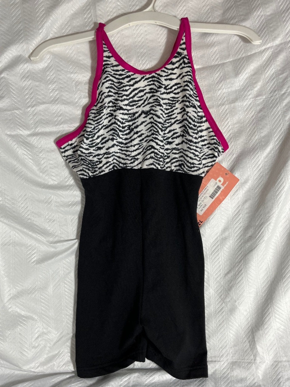 CAPEZIO Unitard leotard Black White Pink - Animal Print Child Girls MED NEW